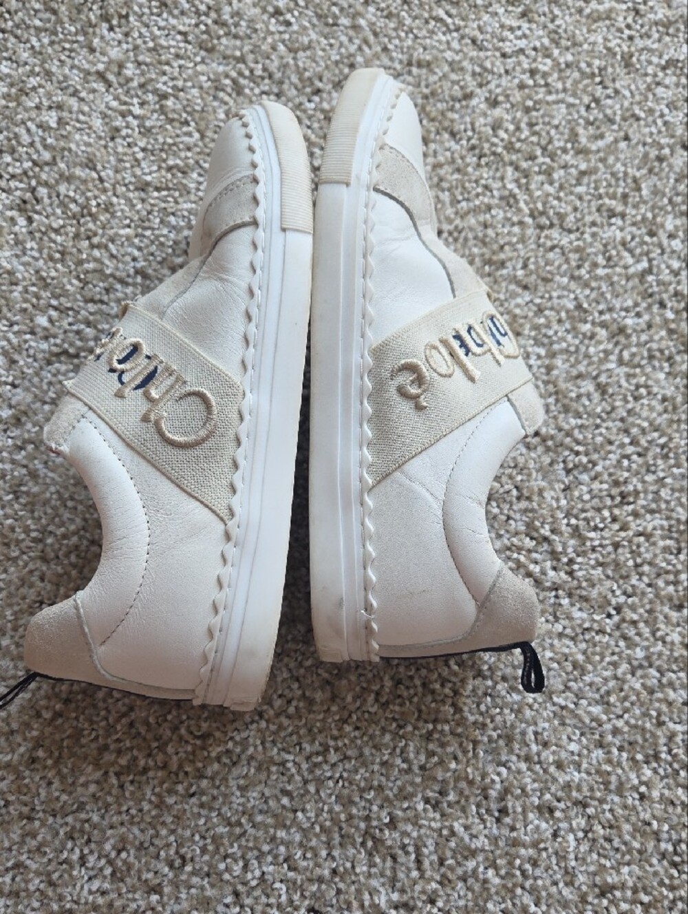 Chloe Cream and White Kids Slip-On Sneakers